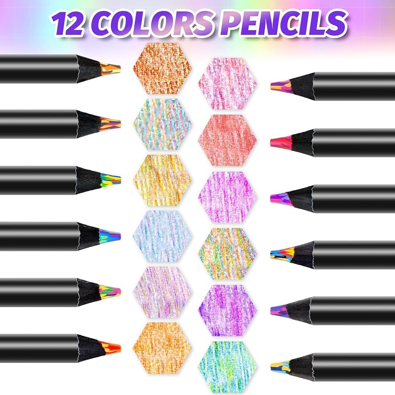 Corslet 12 Rainbow Colored Pencils For Kids & Adults  Pre-Sharpened Multi Color Pencils For Drawing, Sketching & Colorin