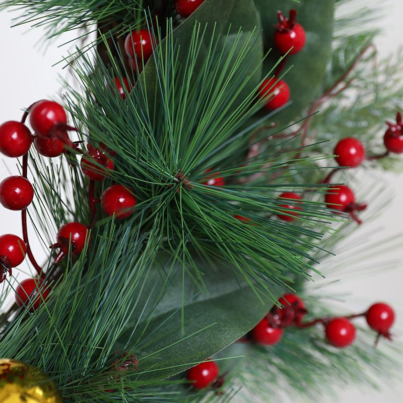 60Cm Pine Needle Garland North American Country Christmas Decorations Door Hanging Bells Leaves Holiday Windows PE