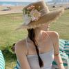 Tassel Edge Weave Flat Cap Wide Brim Women's Sun Hats Casual Lace Flower Straw Hat  Holiday