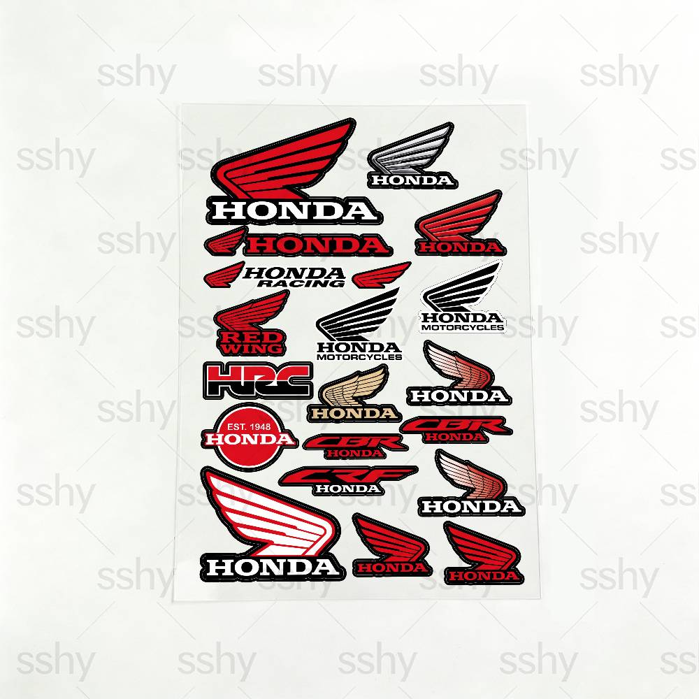 AAADL1 FOR HONDA HRC H WING Reflective Motorcycle Stickers Waterproof Vinyl Decals for Motorbike Helmet Fuel Tank Bike 20x30cm
