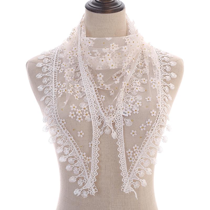 Women Triangle Scarf For Church Prayer Shawl Embroidered Lace Veil Floral Headcovering Tassel Veils Mantillas