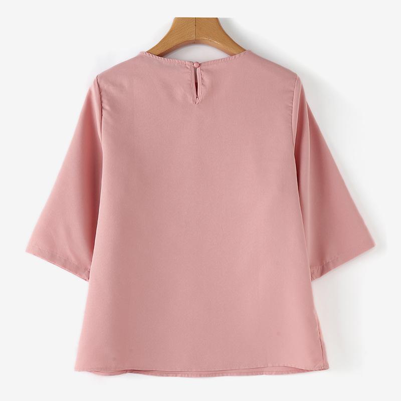 ZANZEA Damen Sommer Rundhals Halbarm Blusen