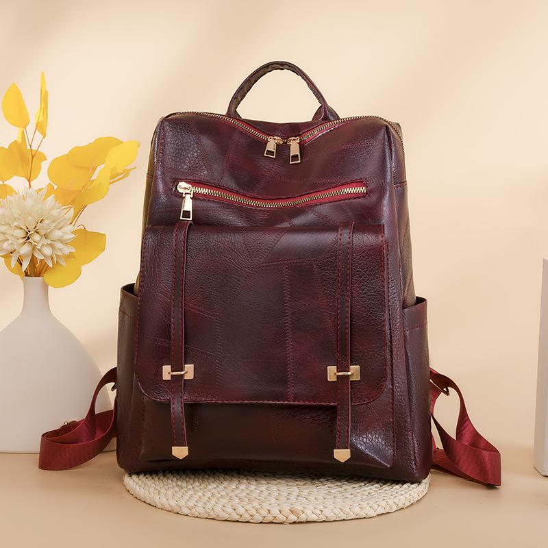 Женский рюкзак Кожаный рюкзак Кошелек Путешествия Рюкзак Модельер Ретро женская сумка на плечо 32cm14cm35cm красный 2567₽