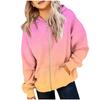 Kids Hooded Zip Up Jacket Gradient Print Long Sleeve Casual Sweatshirt for Boys and Girls