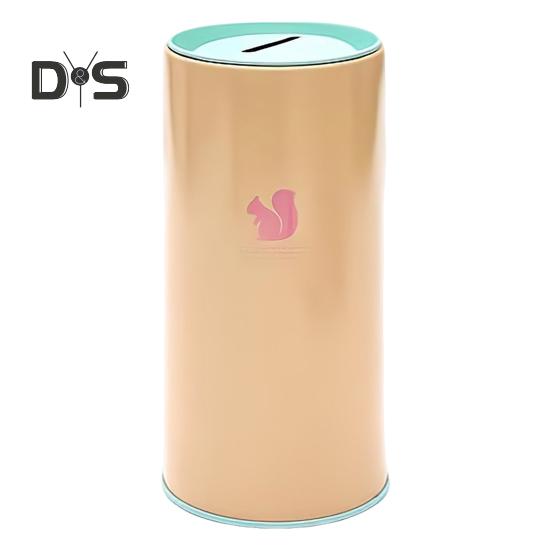 Hucha de Metal de Gran Capacidad con Diseño de Patrón Animal para Niños, Hucha Cilíndrica, Herramienta de Gestión Financiera