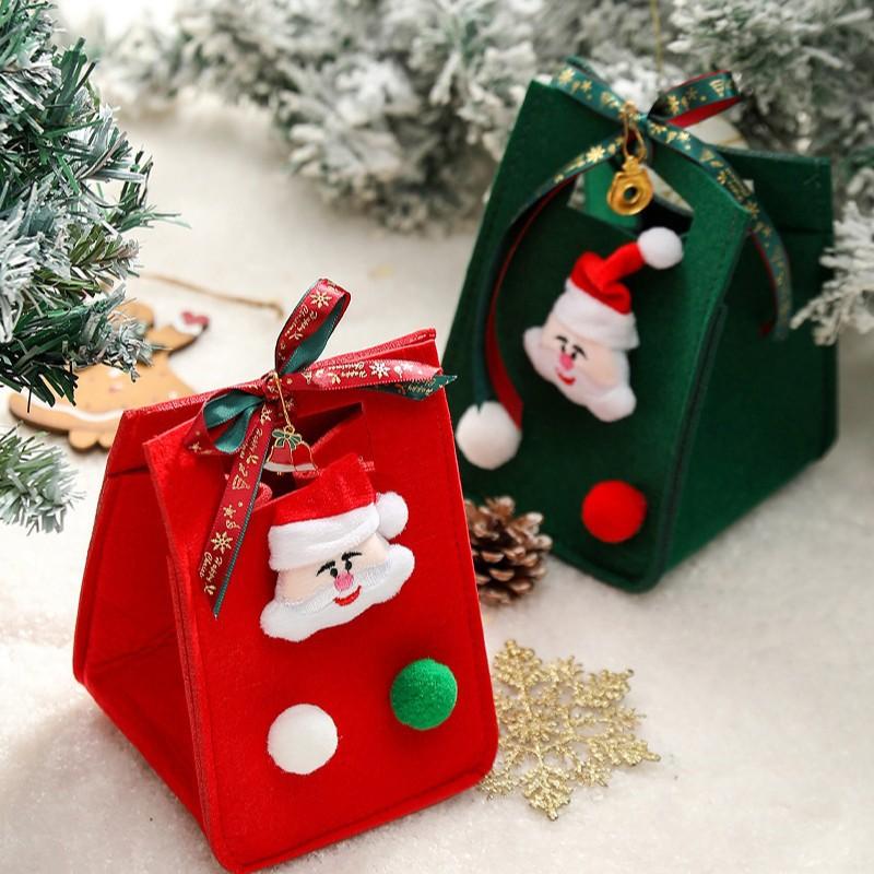 Mini Christmas Gifts Bag Fruit Tote 10cm Bag Gift For Home Decor Candy Box Gift Children Felt Wrapped Christmas Eve Supplies