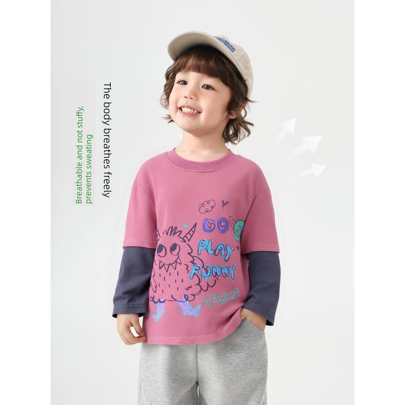 Right European Style Boys' Long-Sleeve T-Shirt Children's Spring Clothing 2026 New Children's Wear Baby Casual Versatile Spring and Autumn Base Shirt