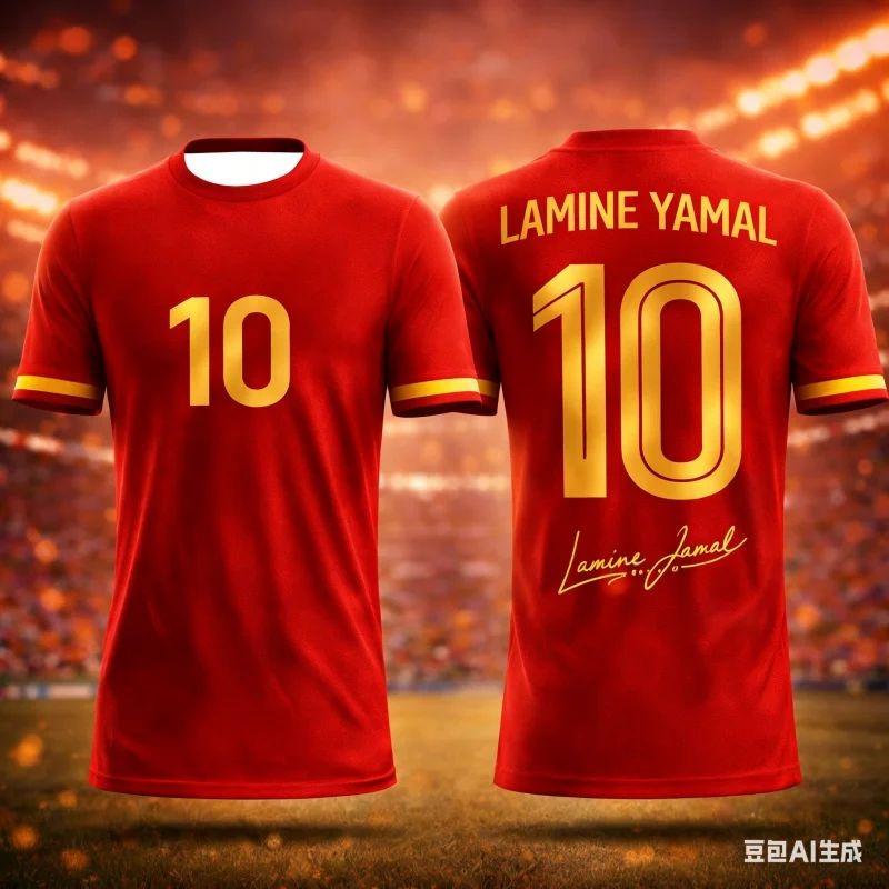 2026 Nový Lamine Yamal 3D Tištěný Fotbalový Fanouškovský Dres Sportovní Tričko Prodyšné Rychleschnoucí na Léto Venkovní Nošení