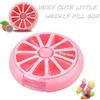 Pill Box Travel Pill Organizer Cute Round Rotating Purse Size 7 Compartments