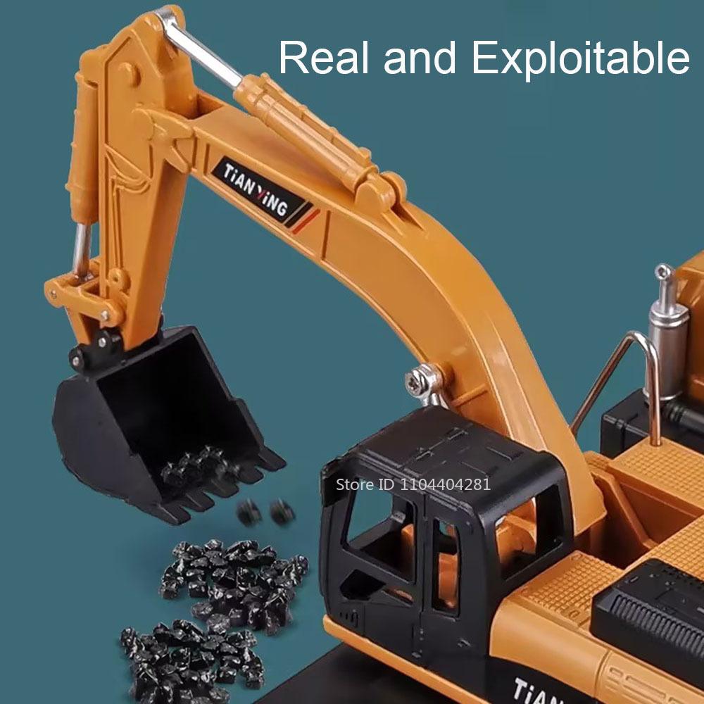 1:32 Excavator Blender Dump Truck Alloy Model Toys Diecast Car With Sound Light Pull Back Miniature Vehices Children'S Toy Gifts
