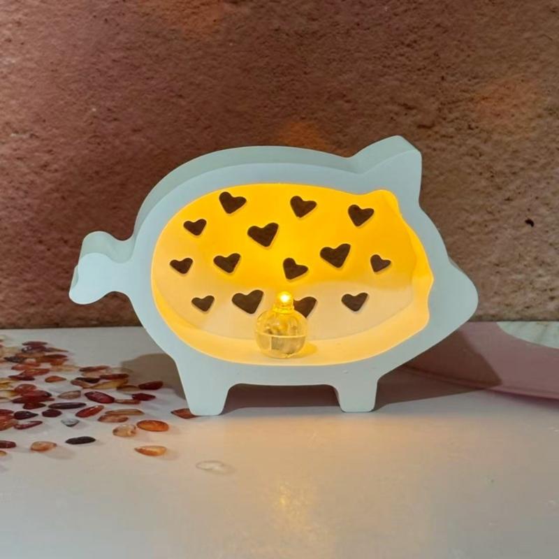 Lovely Pig Silicone Mould Featuring Irregular Heart Hollow Out Designs for Personalize Decorations and Gift