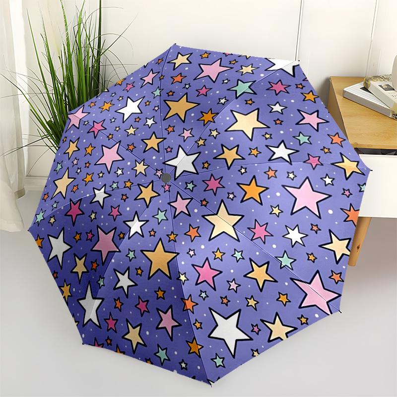 

1pc Starry Night Fabric Automatic Folding Umbrella. Portable collapsible design, Best birthday festival gift yy250924165