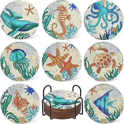 DIY Diamond Painting Coasters Undersea World Mandatura 5D Painted Embroidery Mosaic Kitchen