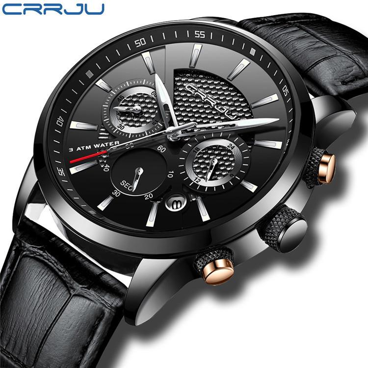 CRRJU-2212L Reloj cronógrafo de seis pines con cinturón Reloj de moda para hombres Reloj de negocios para hombres