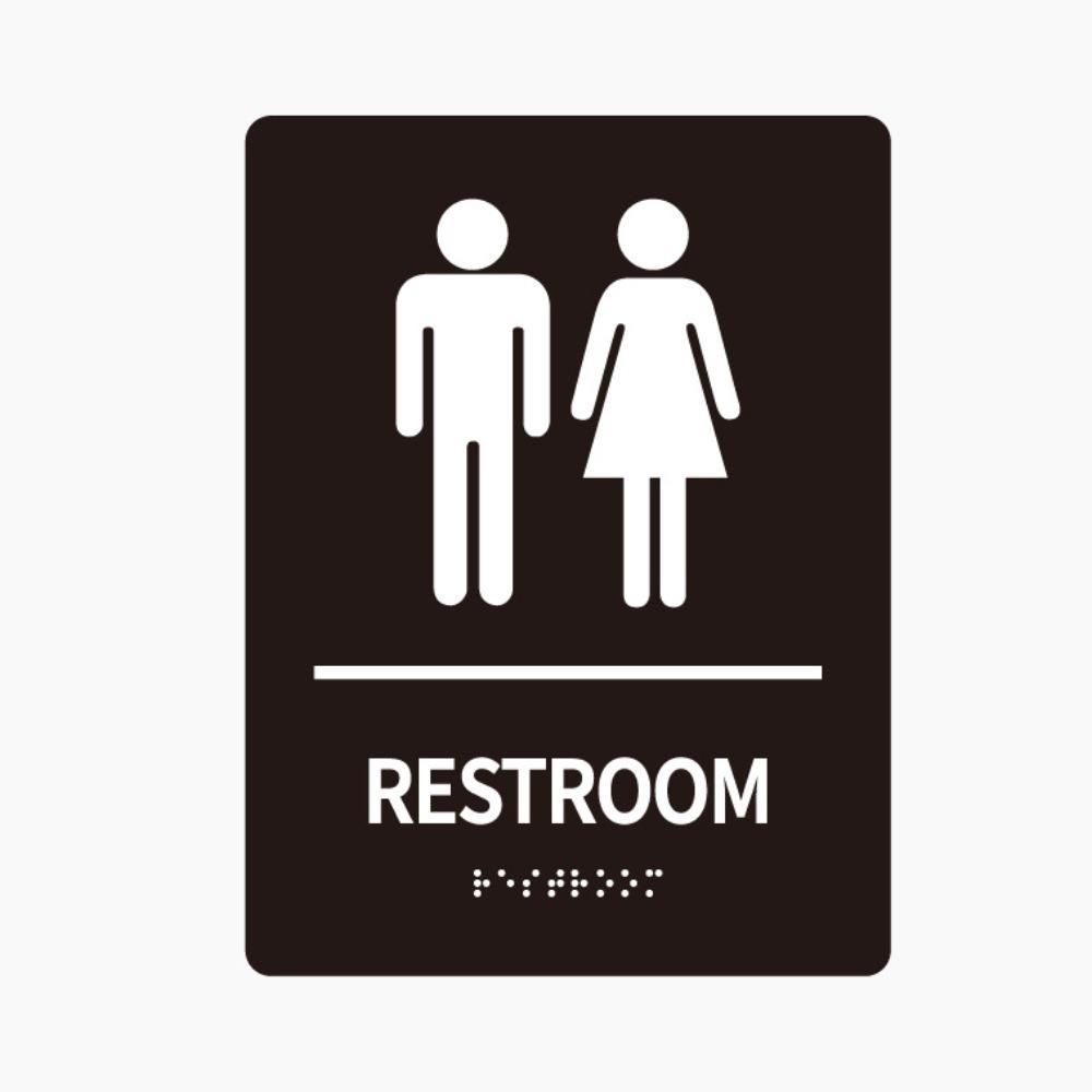 Acrylic Braille Restroom Sign Self Adhesive Toilet Mark Sleek Finish WC Sign Retail Store Style B