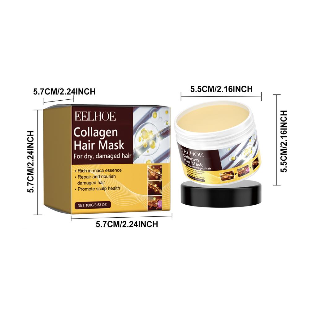 EELHOE 1Pc 100g Gold Peptide Hair Mask Repairs Nourishing Damage Deep Repair Hair Restore Smooth Soften Frizzy Hair Scalp Care Health