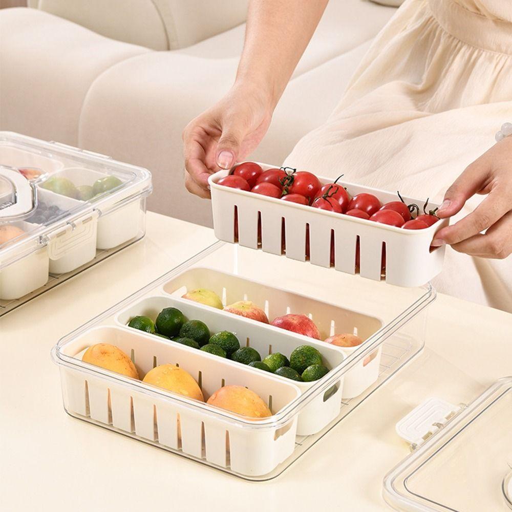 Large Capacity 4/8 Grids Food Divided Serving Tray Sealed Food Preservation Store Box for Home
