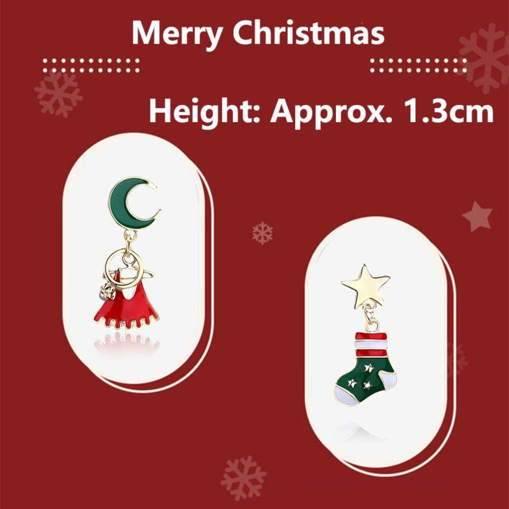 2 Pairs Fashion Christmas Snowman Christmas Earrings Fine Jewelry Asymmetric Earrings Cute Christmas Tree Stud Earrings