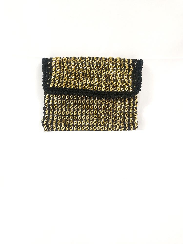 

2019 autumn new products women s trend accessories metal jewelry messenger bag iron chain ring woven banquet clutch bag purchasing золотий