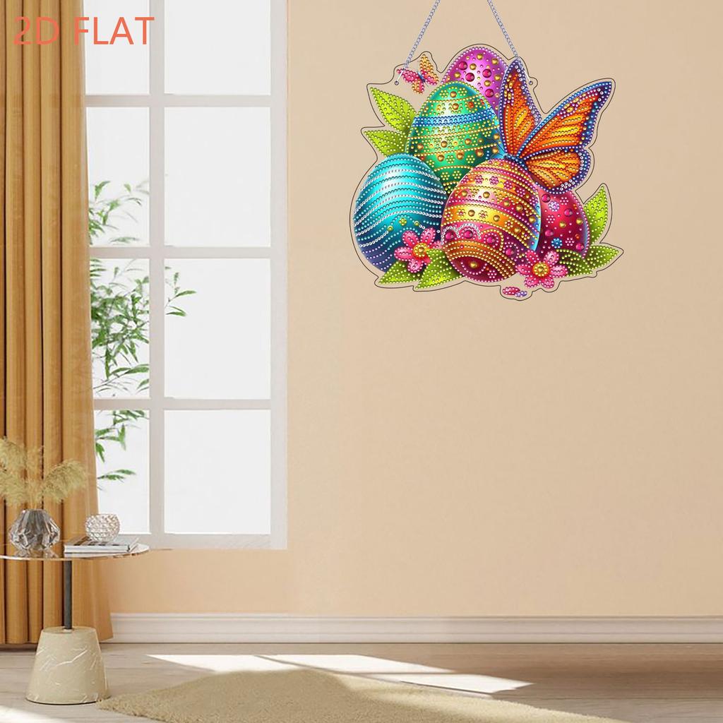 Easter 2D Flat DIY Hanging Diamond Art Kits Special Shape Rhinestone Diamond Art Window Pendants Wall Decor for Home & Windows