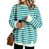 Women's Fashion Flannel Round Neck Two-Piece Striped Print Top with Spliced Design