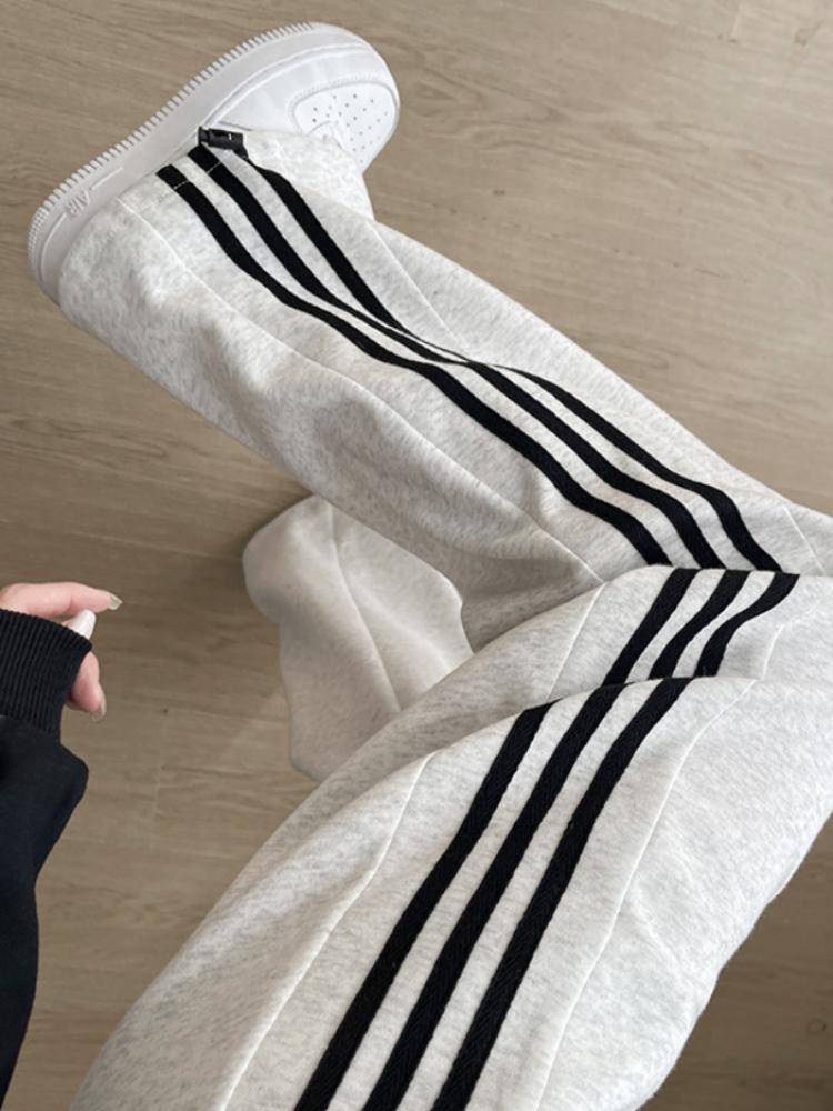 

Полосатые спортивные брюки, женские весенне-осенние прямые свободные спортивные штаны, широкие брюки с тремя полосками в стиле кэжуал XL белый