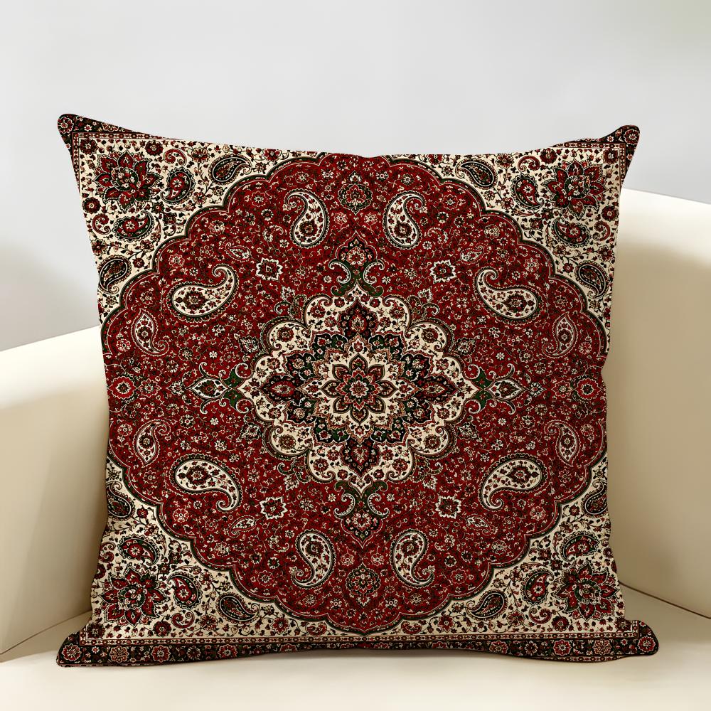 Retro Bohemian Intricacy Luxury Cushion Cover Natural Linen Organic Fabric DoubleSided Printing Room Sofa Decor Pillow Case