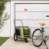 VidaXL Pet Bike Trailer, Dog Bike Trailer with Flag, Dog Stroller, Green and Grey 93857