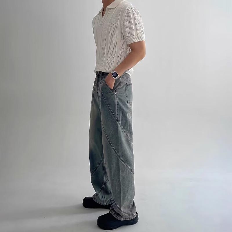 Fashionable Men's Versatile Summer Hollow Trend Brand Loose Solid Color Half-sleeved High-quality Knitted New T-shirt