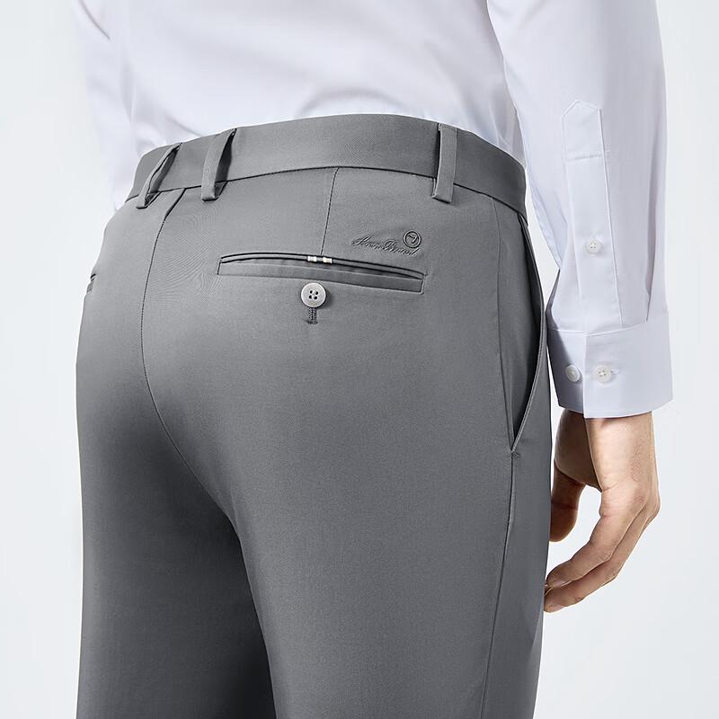 Qipai Men's Lyocell Blend Wrinkle-Free Straight-Leg Casual Pants
