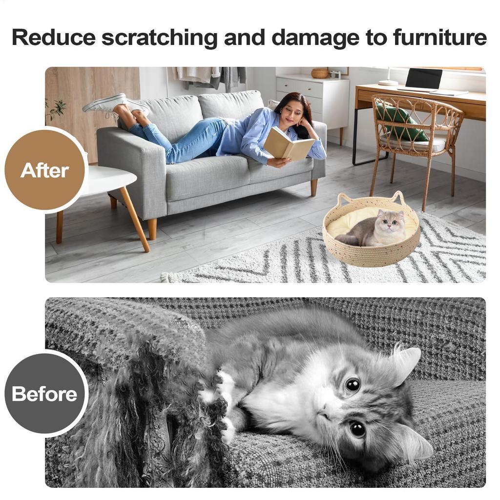 Donut Cat Bed Round Small Dog Bed Cat Nest Scratch Pad Cushion Nest For Calming Sleeping Small Dogs Kitten Scratching Home Decor