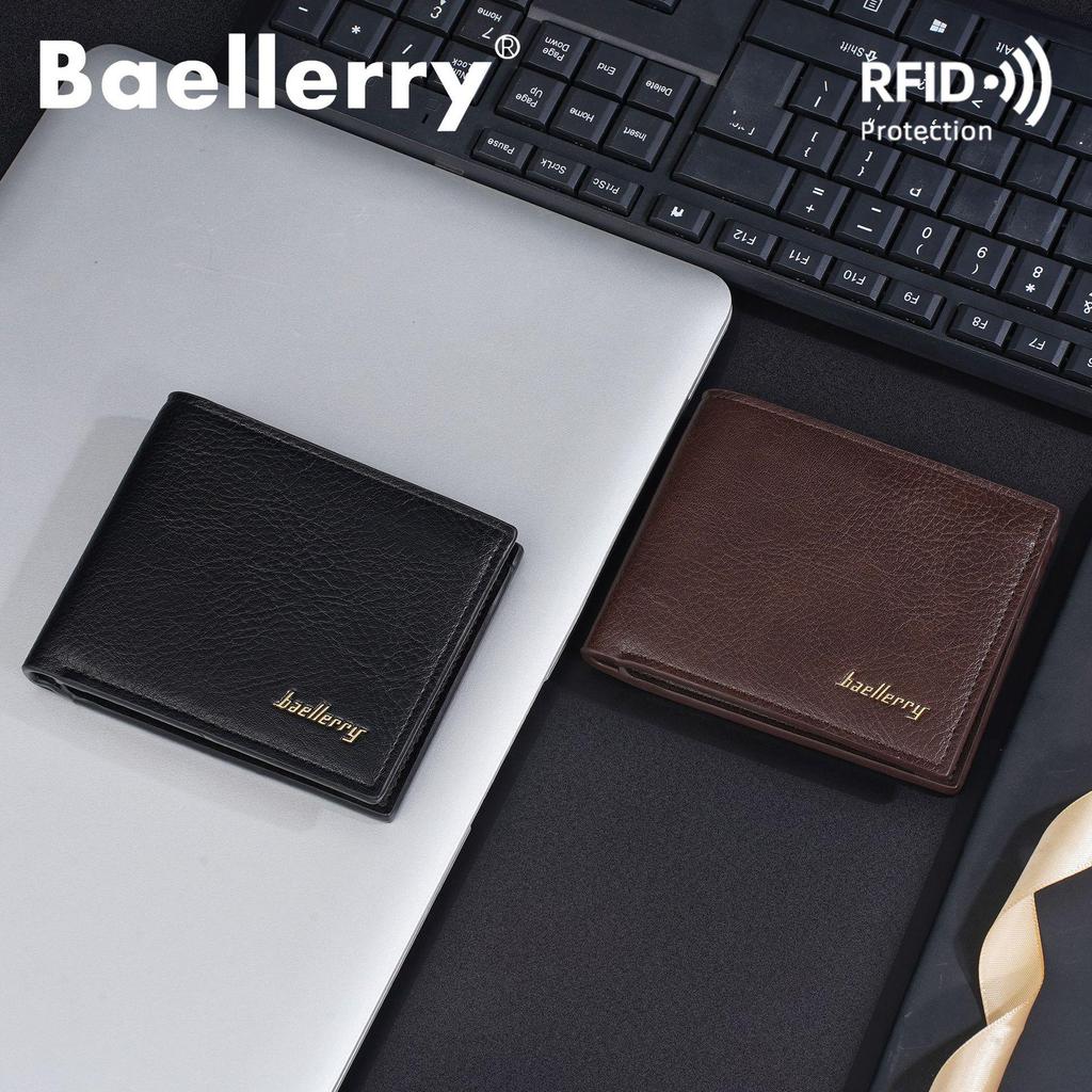 Baellerry Men's Anti-Theft RFID Short Wallet: High-End Card Holder & Coin Purse