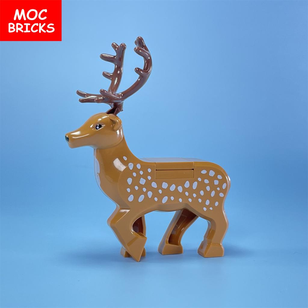 MOC Bricks Animal Reindeer Deer Elk Christmas Gift Accessories Assembled Educational Buliding Blocks Kids Toys