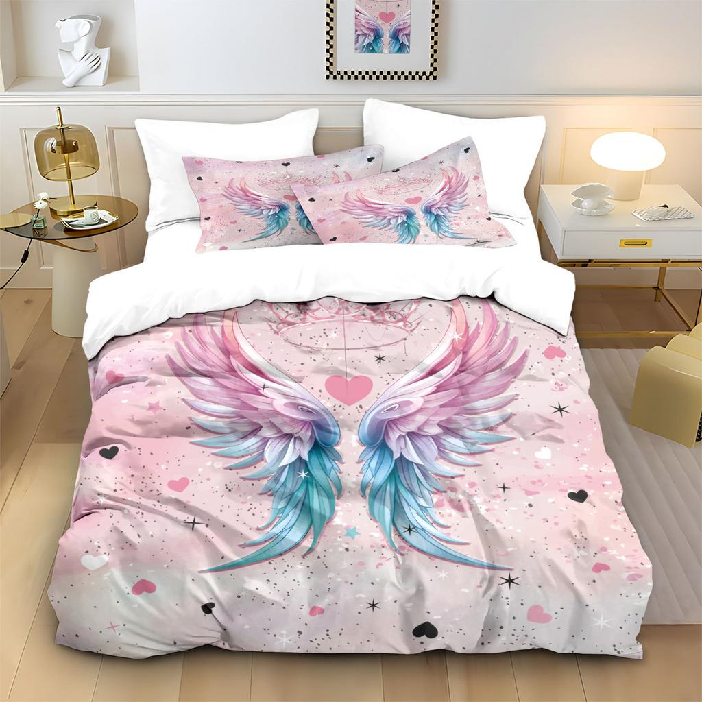 Bedding Three-Piece Wing 3D Printing Pillowcase Quilt Cover Creative Home Textile Spot