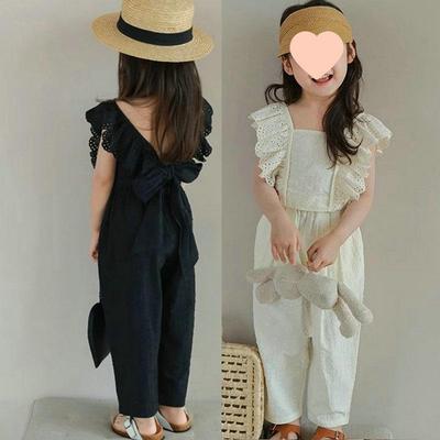 Set Estivo Sottile Fresco per Ragazze Top con Maniche a Svolazzo in Pizzo + Pantaloni 9 Punti Design Carino Set Due Pezzi
