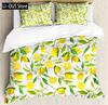 Nature Bedspread Lemon Tree Branches Gardening Design Decorative Quilted 3 Piece Coverlet Set with 2 Pillow Shams Full Size