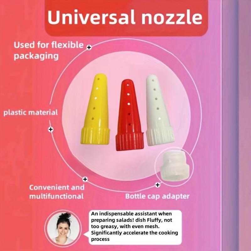 3Five Hole Designed Squeeze Bottle Nozzles 1Nozzle Adapter Suitable for Salad,Ketchup,Honey,Etc.an Ideal Choice for Home Kitchens,Perfect for Baking
