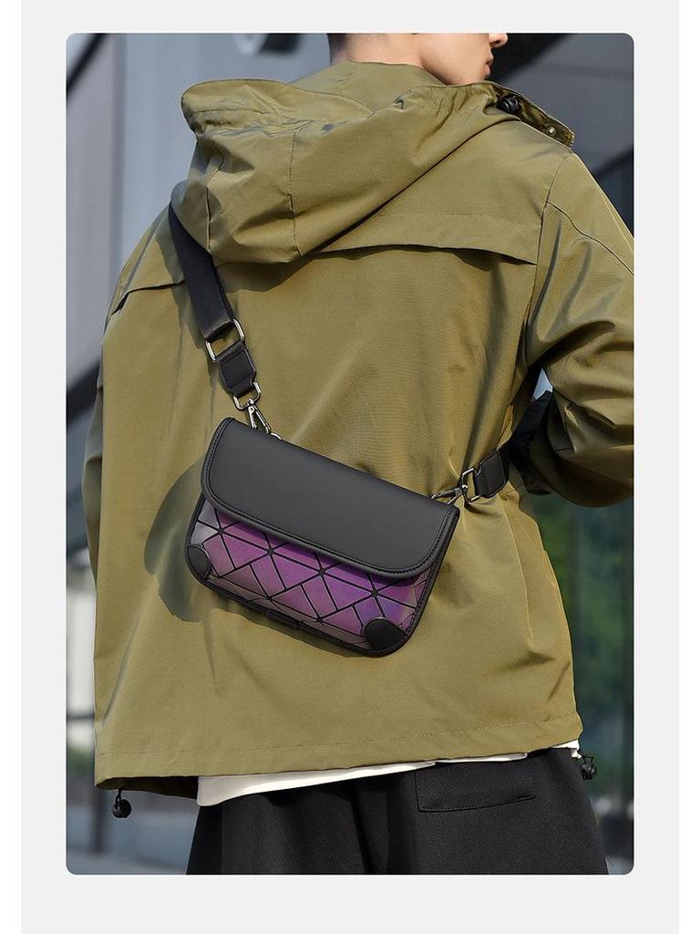 Trendy Men's Urban Crossbody Bag - Stylish Diamond Pattern, Slim Shoulder Bag, Ultra-Thin Backpack