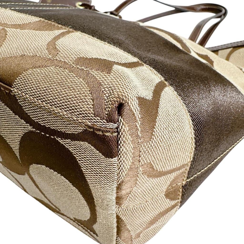 COACH canvas Signature Tote Bag canvas Brown Women 10124 Used