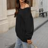 Women's Casual Fashion Solid Color Off-shoulder Long-sleeved Loose Sweatshirt With Pockets
