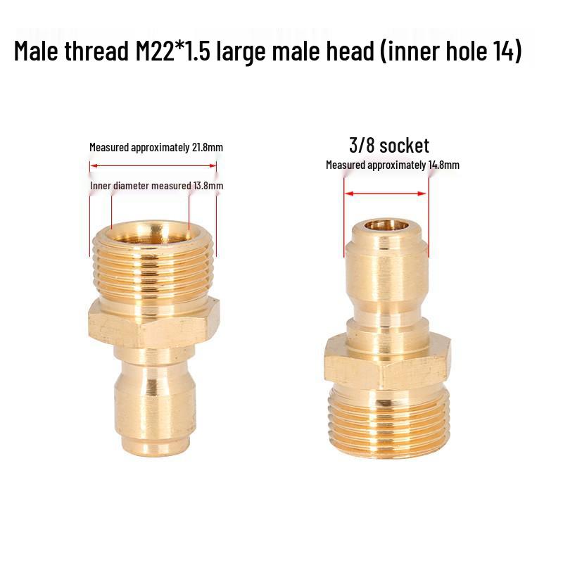 High-Pressure Water Gun Quick Connector for Car Washer, Pipe Cleaning Machine, Copper Accessories
