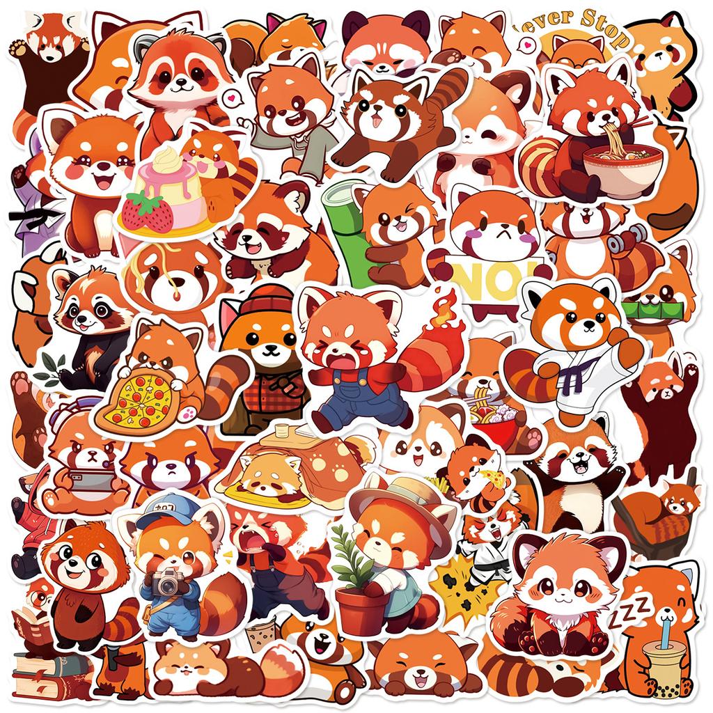 50Pcs Cute Red Panda Graffiti Sticker Kawaii Rare Animals Cartoon Decal Notebook Phone Guitar Skateboard Kid Toys Party Gift