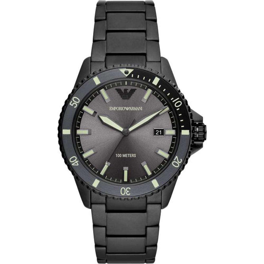 Emporio Armani Diver Grey Black Metal Men s Quartz Watch AR11398 серый