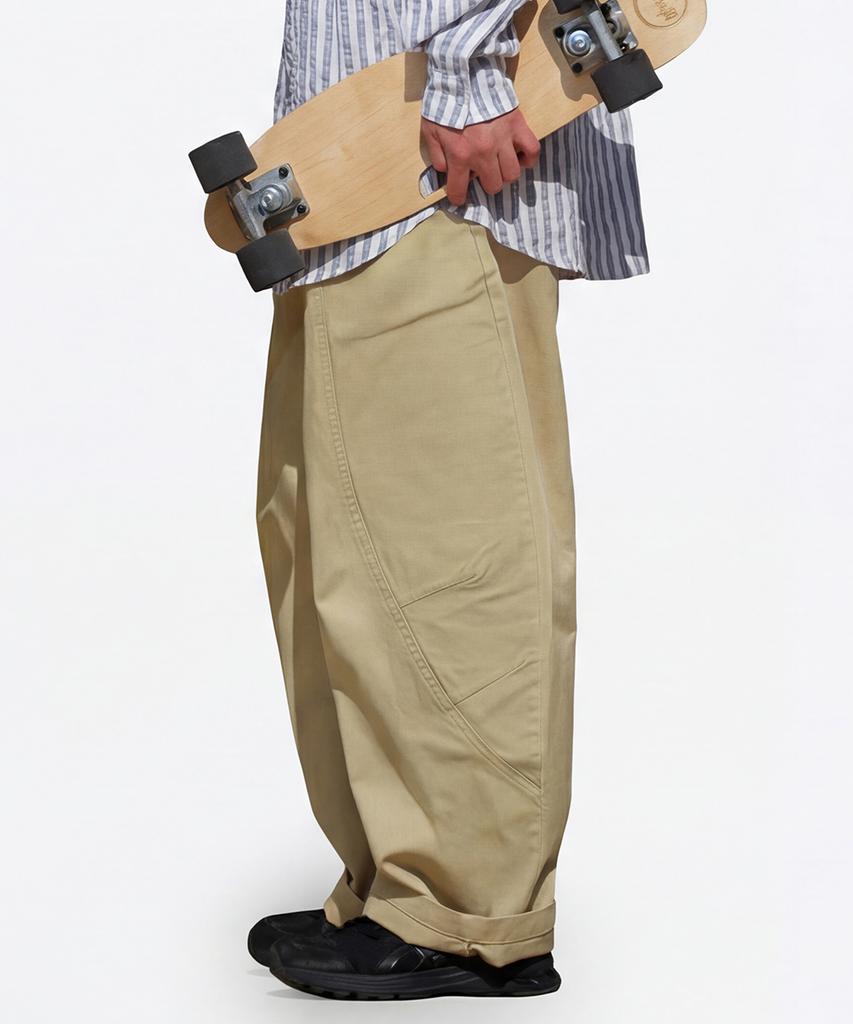 ARTISTWEAR [Atw] Voluminous Wide Fit Cotton Curved Pants - 2 Colors