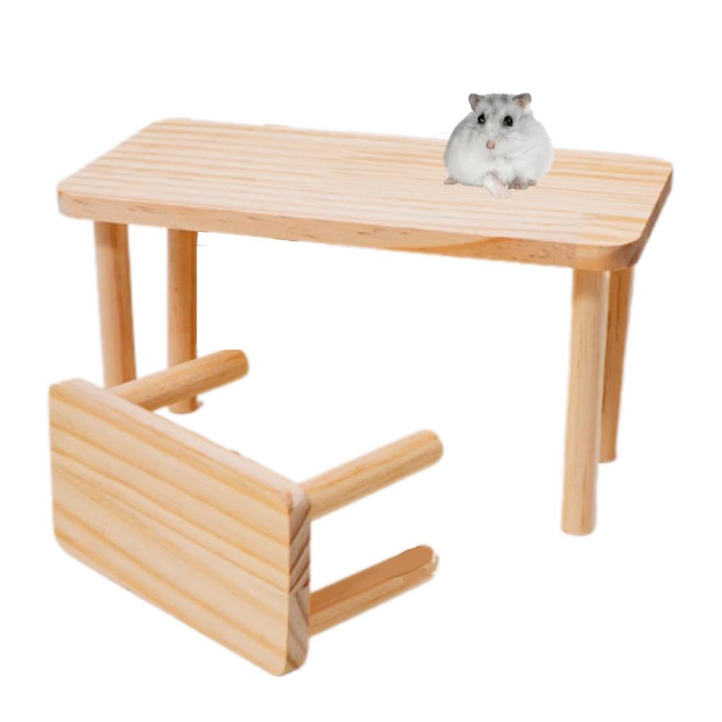 Uccellino Hamster Stage, Set of 2, Wooden Table/Wood Platform for Cage Interior, Chinchilla, Easy Installation (Set of 2 (Small & Medium))