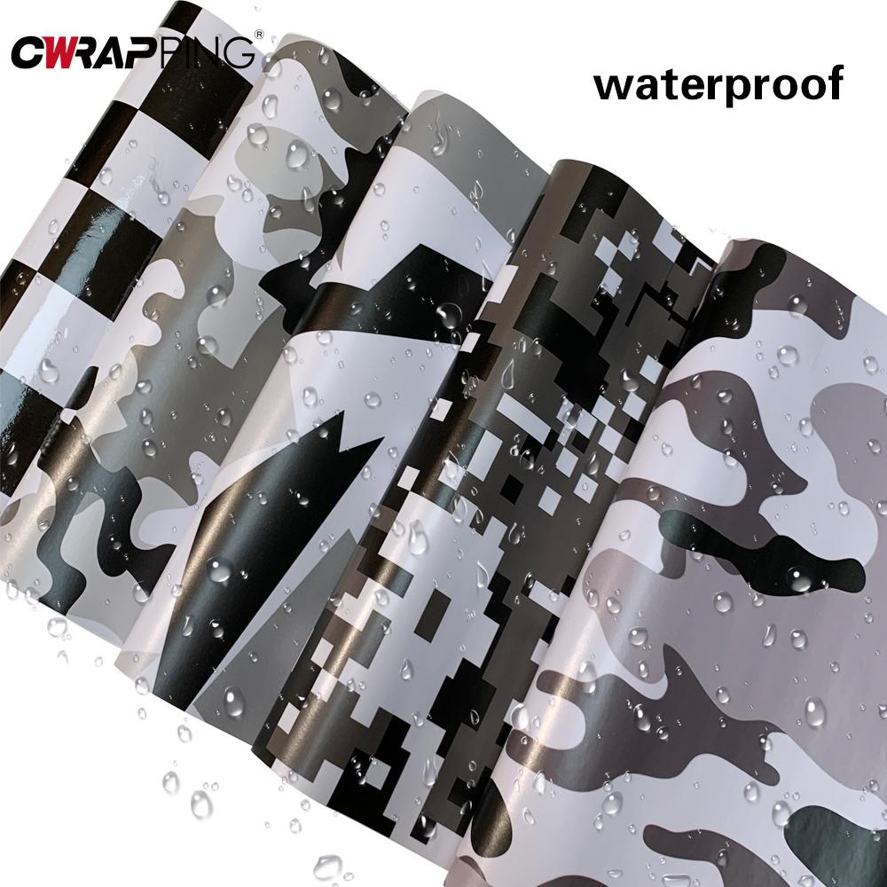 Car Black White Series Camouflage Sticker Self Adhesive Waterproof  Camo Film Autobody Color Change Computer Motorcycle Sticker