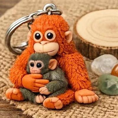 Portachiavi Scimmia 3D Yousheng Scimmia Carina che Tiene Peluche Portachiavi Decorazione per Zaino Borsa Accessori