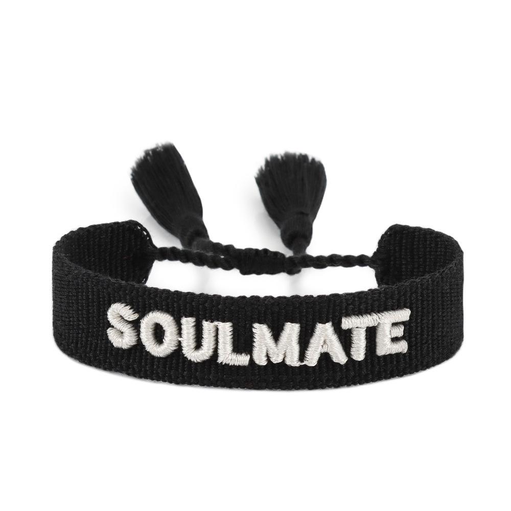 Bracciale con Nappa Intrecciata Ricamo 3D Europeo & Americano - Moda Fatto a Mano con Design a Lettera