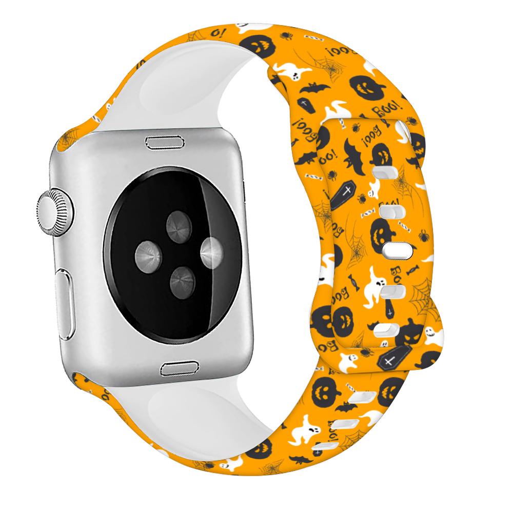

Силиконовый ремешок для Apple Watch Band 44 мм 40 мм 45 мм 49 мм 41 мм 38 мм 42 мм Хэллоуинский браслет iwatch series 9 7 se 3 5 4 6 8 ultra 2 38mm 40mm 41mm