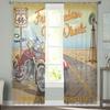 Motorcycle Highway Retro Style Chiffon Curtains Living Room Bedroom Home Decoration Window Voiles Tulle Curtain Light Filtering For Sitting Polyester